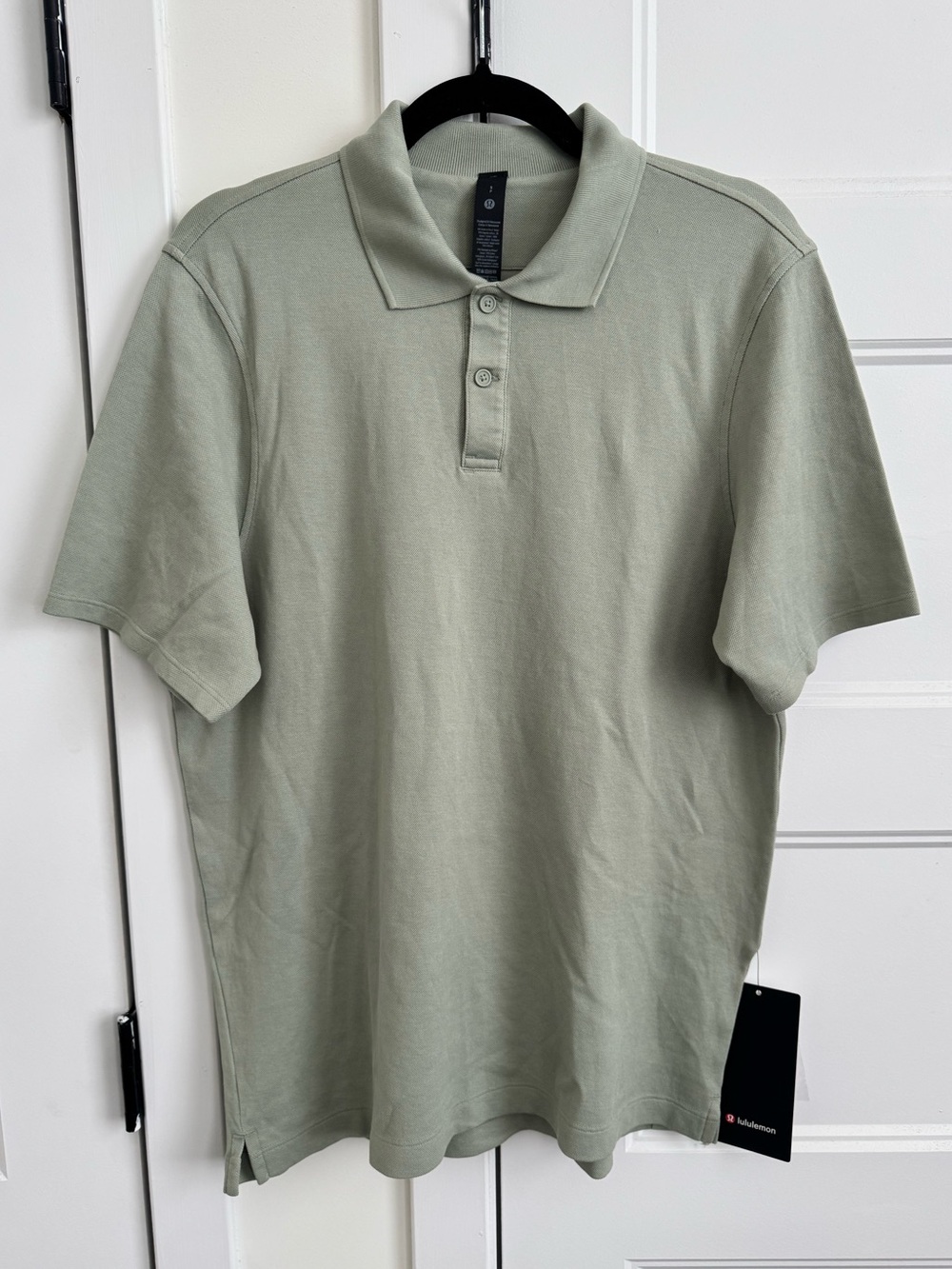 lululemon athletica Cotton Pique Men’s Casual Polo Shirt in Fog Green NWT